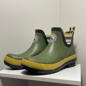 Green ankle rain boots